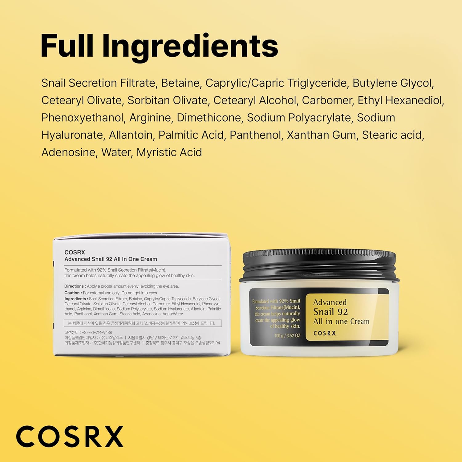 COSRX Snail Mucin 92 All In One Moisturizer Cream 100ml