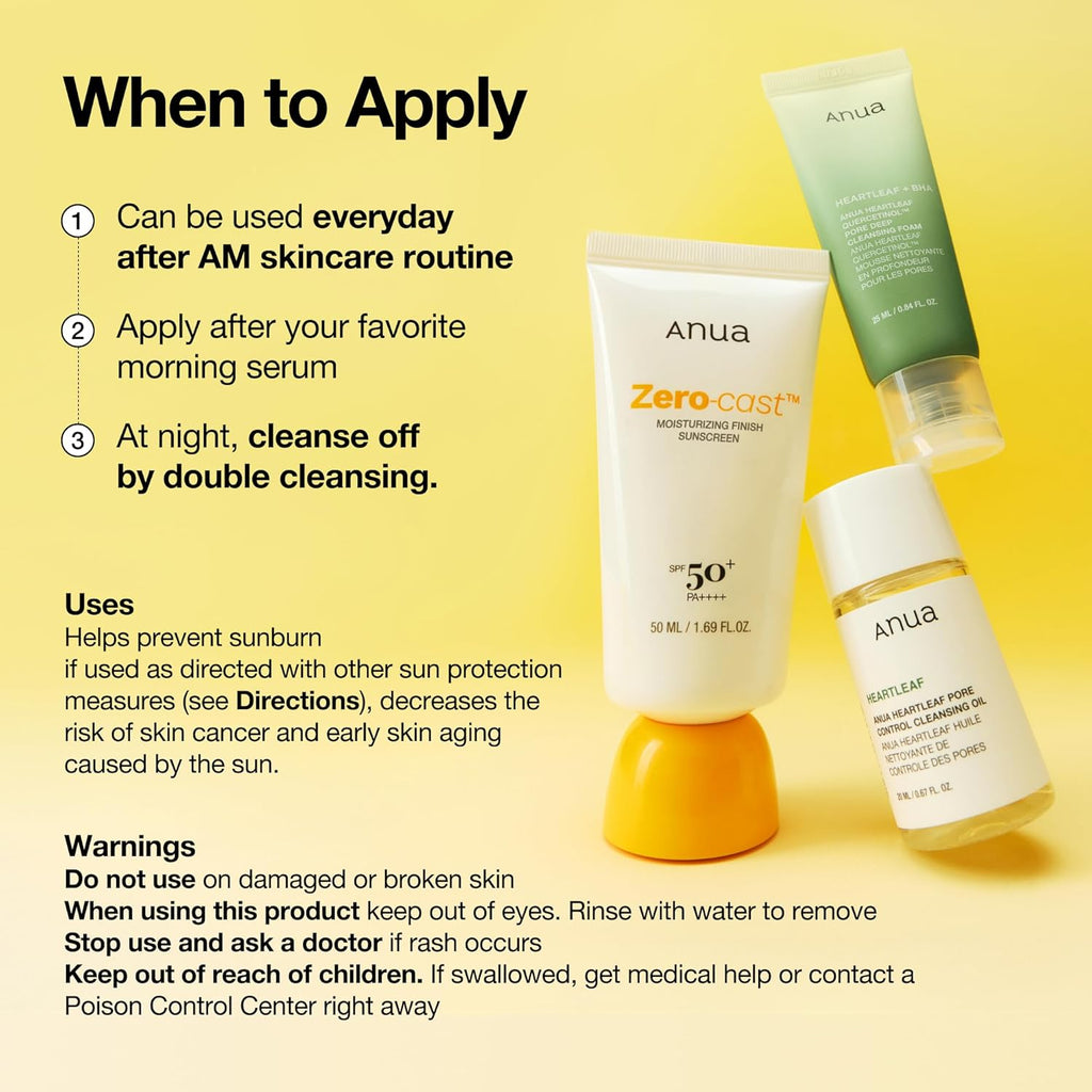 AnuaAnua Zero-Cast Moisturizing Sunscreen SPF50 50ml
