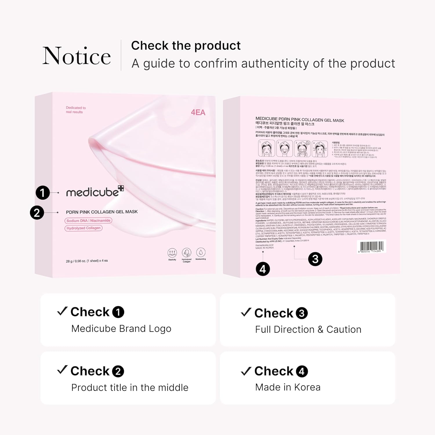 Medicube PDRN Pink Collagen Jelly Gel Mask 28g x 4ea